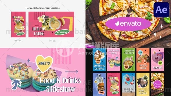 27439食物和饮料场景动画AE模版Food & Drinks Scenes for After Effects