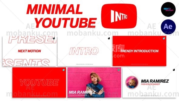 27440迷你创意视频包装AE模版Minimal YouTube Intro