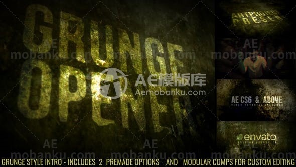 27447创意视频AE模版Grunge