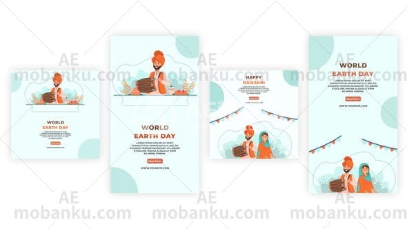 27451节日庆典Instagram故事AE模版Baisakhi Festival Celebration Instagram Story and Post