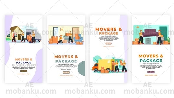27457搬家公司和套餐服务Instagram故事包AE模版Movers & Package Services  Instagram Story Pack