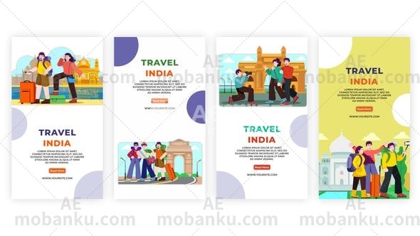 27459一群人旅行印度Instagram故事AE模版Group of People Travel India Instagram Story