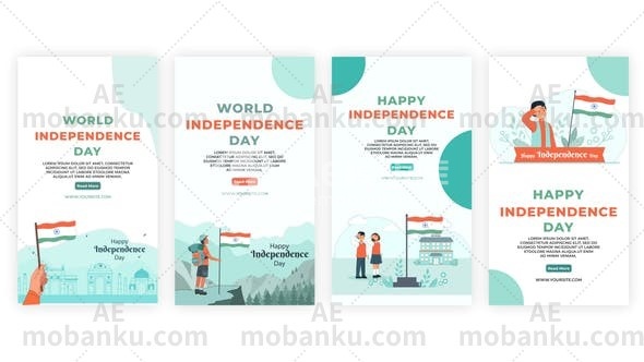 27464独立日快乐Instagram故事AE模版Happy Independence Day Instagram Story Pack