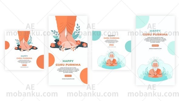 27465快乐大师普尔尼玛Instagram故事AE模版Happy Guru Purnima Instagram Story and Post