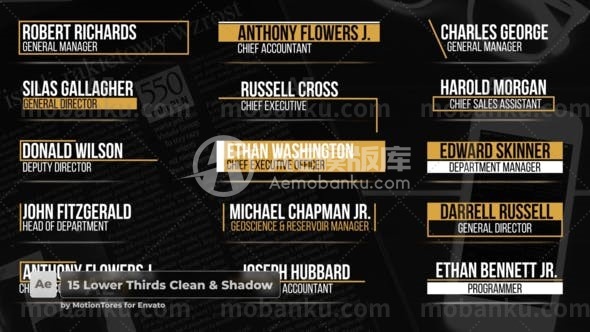 2748115组简洁字幕条动画AE模版15 Lower Thirds Clean & Shadow  After Effects