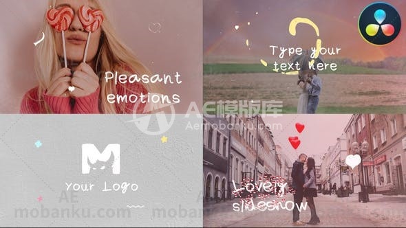 27495爱情图文展示动画达芬奇模版Love Slideshow | DaVinci Resolve