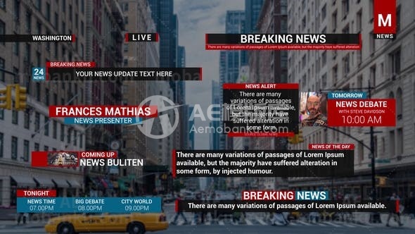 27496字幕条动画AE模版Broadcast Lower Thirds