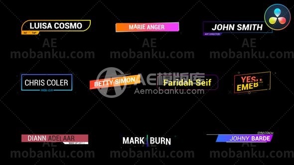 27497字幕条动画达芬奇模版Gradient Lower Thirds for DaVinci Resolve