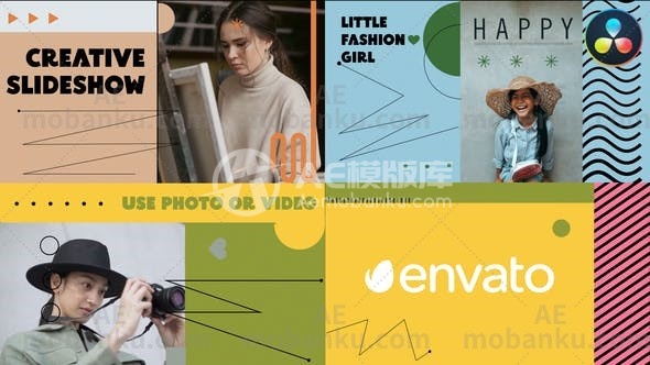 27502多彩的图文展示达芬奇模版Colorful Bright Slideshow for DaVinci Resolve