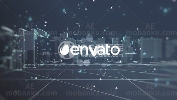 27503不夜城城市logo演绎动画AE模版Night City Logo