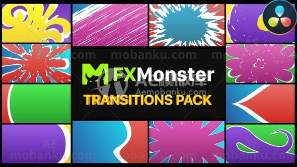 27505多彩的图文展示动画转场过渡AE模版Colorful Smooth Transitions | DaVinci Resolve