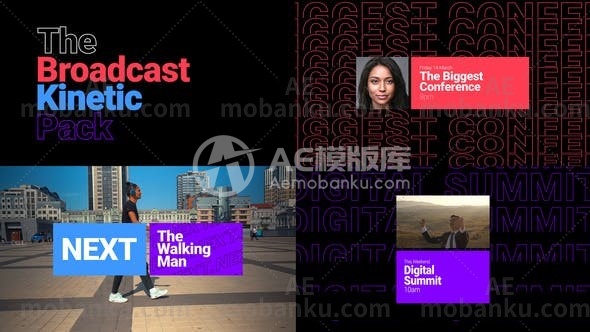 27522广播文字特效动画AE模版Broadcast Kinetic Pack