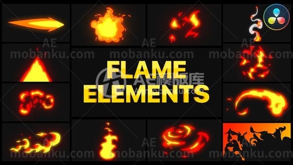 27536火焰元素达芬奇模版Flame Elements | DaVinci Resolve