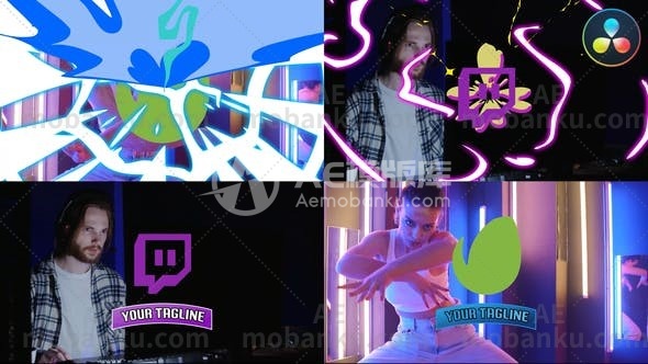 27540创意动漫logo演绎视频开场AE模版Anime Logo Opener for DaVinci Resolve