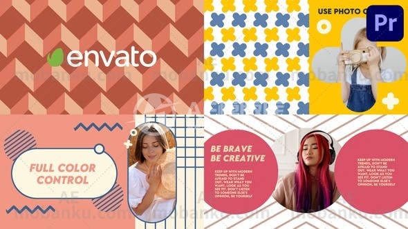 27547Premiere Pro的创意彩色视频包装AE模版Creative Colorful Slideshow for Premiere Pro