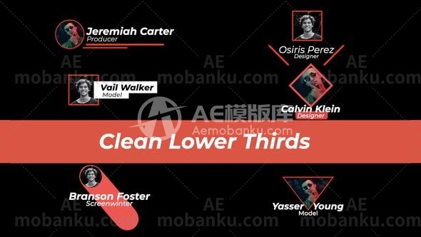 27557简洁字幕条动画AE模版Clean Lower Thirds