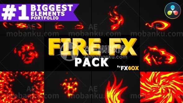 27567动态火元素达芬奇模版Dynamic Fire Elements | DaVinci Resolve