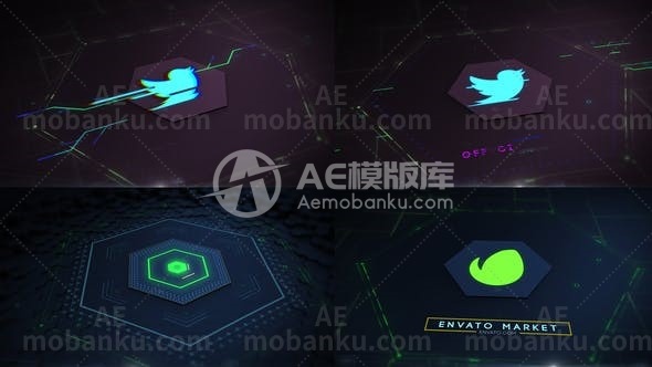 27569高科技logo演绎动画AE模板Hi Tech Logo Reveal