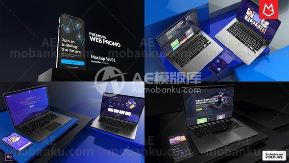 27581网站促销动画AE模板Website Promo | Premium Mockup Set-01