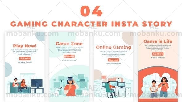 27584在线游戏区Instagram故事动画AE模版Online Gaming Zone Instagram Story