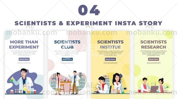 27586科学家在实验室Instagram故事中进行实验研究AE模版Scientists Experiment Research in Lab Instagram Story