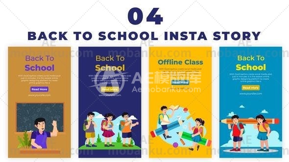 27589快乐的学生回到学校的Instagram故事AE模版Happy Students Back To School Instagram Story