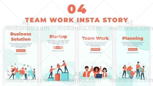 27593解决方案Instagram故事的业务团队规划AE模版Business Team Planning for Solution Instagram Story