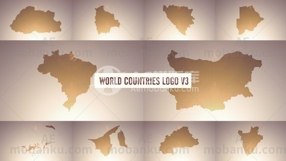 27598世界国家logo和文字标题动画AE模版World Countries Logo & Titles V3