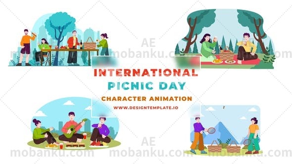 27600快乐周末野餐日动画AE模版Happy Weekend Picnic Day Animation