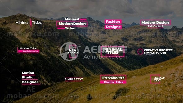 27607迷你文字标题动画AE模板Minimal Titles