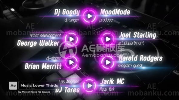 27612音乐字幕条动画AE模版Music Lower Thirds  After Effects