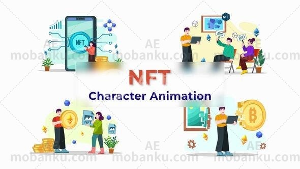 27614比特币NFT动画角色场景动画AE模版Bitcoin NFT Animation Character Scene