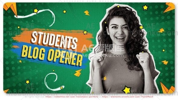 27631学生博客视频开场动画AE模版Students Blog Opener