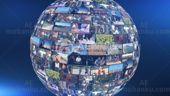 27637球形视频墙介绍包AE模版Spherical Video Wall Intro Pack