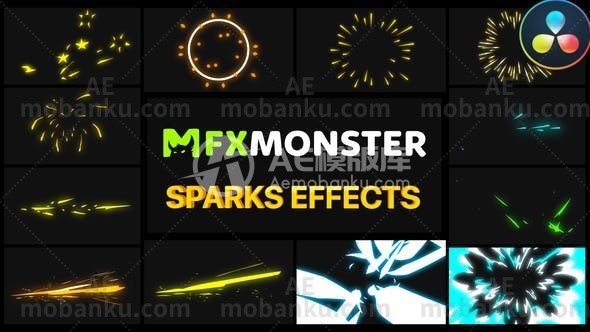 27639火花特效达芬奇模版Sparks Effects | DaVinci Resolve