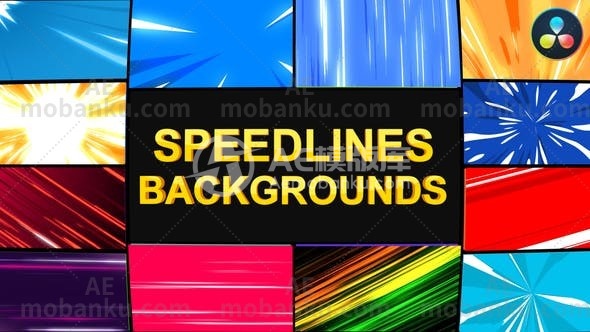 27644创意动态视频背景达芬奇模版Speedlines Backgrounds | DaVinci Resolve