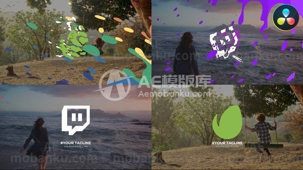 27660卡通彩虹标志视频开场达芬奇模版Cartoon Rainbow Logo Opener Pack for DaVinci Resolve