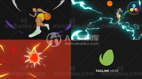 27663篮球logo演绎达芬奇模版Basketball Logo for DaVinci Resolve