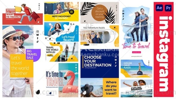 27695Instagram故事和海报动画AE模版Travel | Instagram Stories & Posters