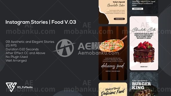 27702Instagram故事食品宣传片AE模板Instagram Stories | Food Promo V.03 | Suite 27