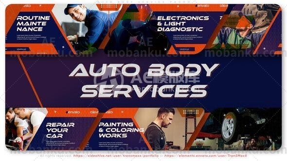 27703汽车车身服务促销动画AE模版Auto Body Service Promo