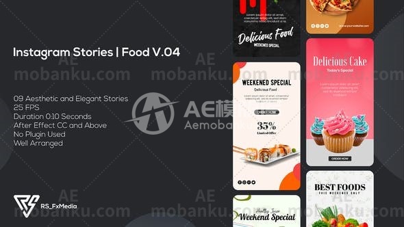 27717Instagram故事AE模板Instagram Stories | Food Promo V.04 | Suite 28