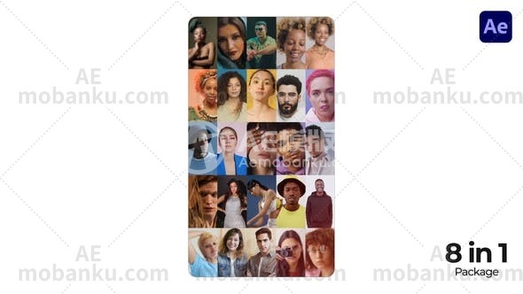 27718马赛克logo演绎动画AE模版Mosaic Logo Openers Vertical