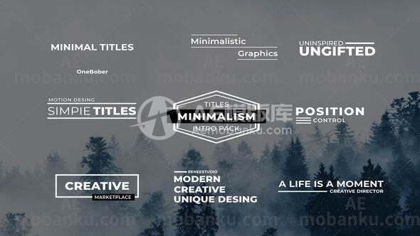 27736迷你文字标题动画AE模板Minimal Titles 2.0 | After Effects