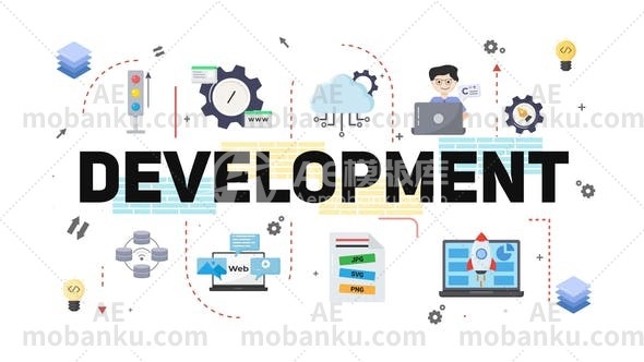 27738网络开发文字排版动画AE模版Web Development Typography Scenes