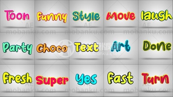 277413D创意文字标题动画AE模版3D Toon Text