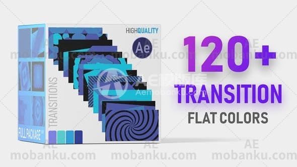 27753扁平视频转场过渡动画AE模版Flat Color Transition Pack HD