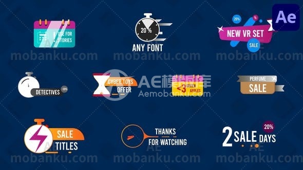 27757售后服务文字标题动画AE模版Sales Colorful Titles for After Effects