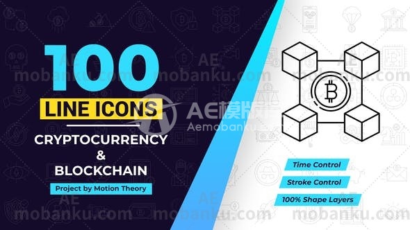27765100加密货币线图标AE模版100 Crypto Currency Line Icons