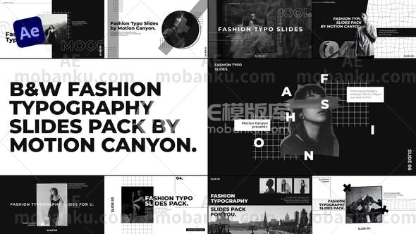 27766时尚错字创意视频AE模版Fashion Typo Slides